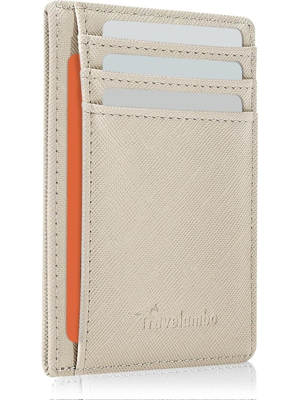 Men's Khaki Slim Wallet Front Pocket Minimalist Leather RFID Blocking